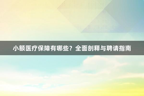 小额医疗保障有哪些?全面剖释与聘请指南